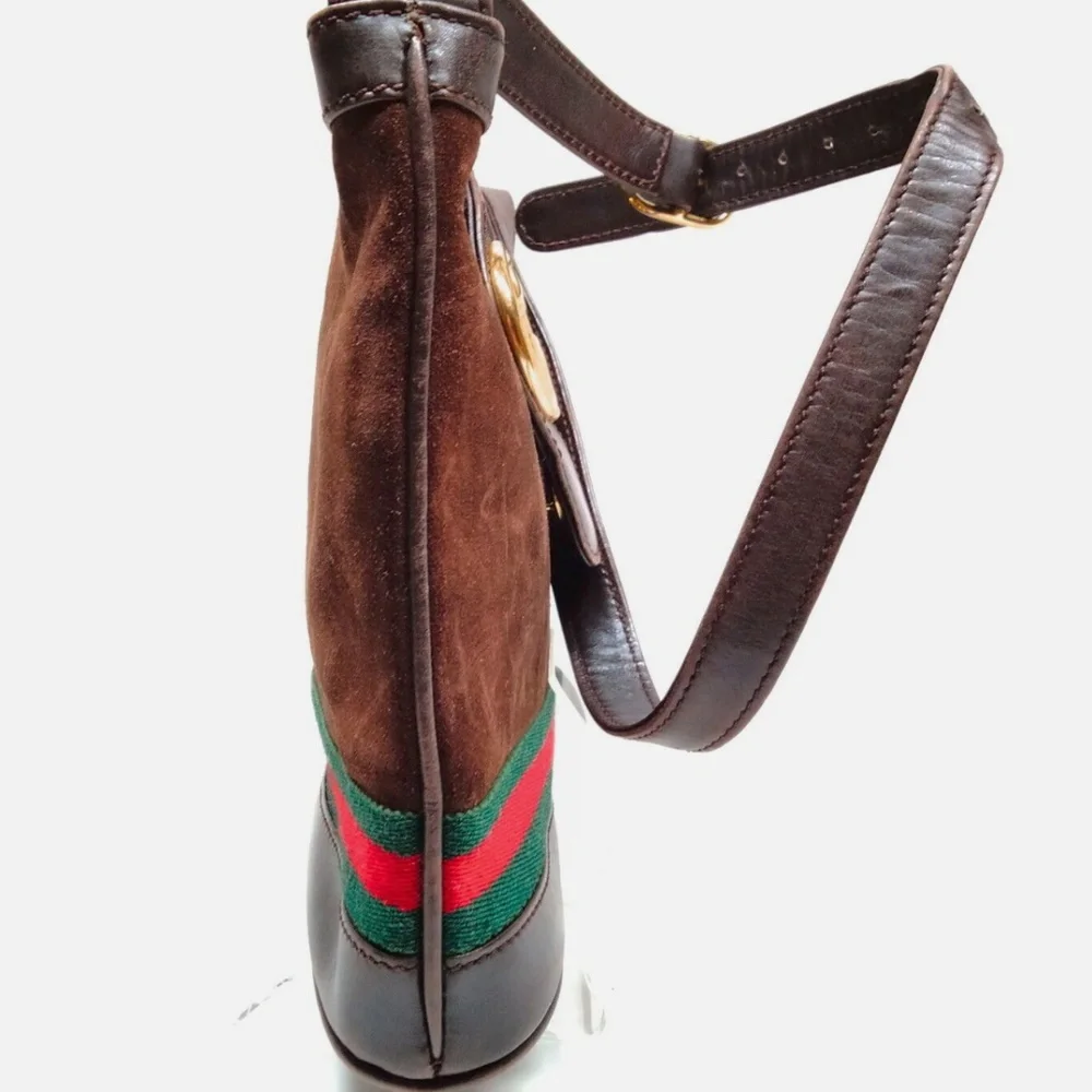 Gucci Brown Suede Leather Crossbody Bag - Picture 3 of 9